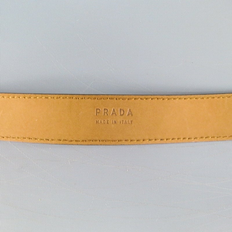 PRADA Black Leather Rhinestone Flower Patch Belt 1