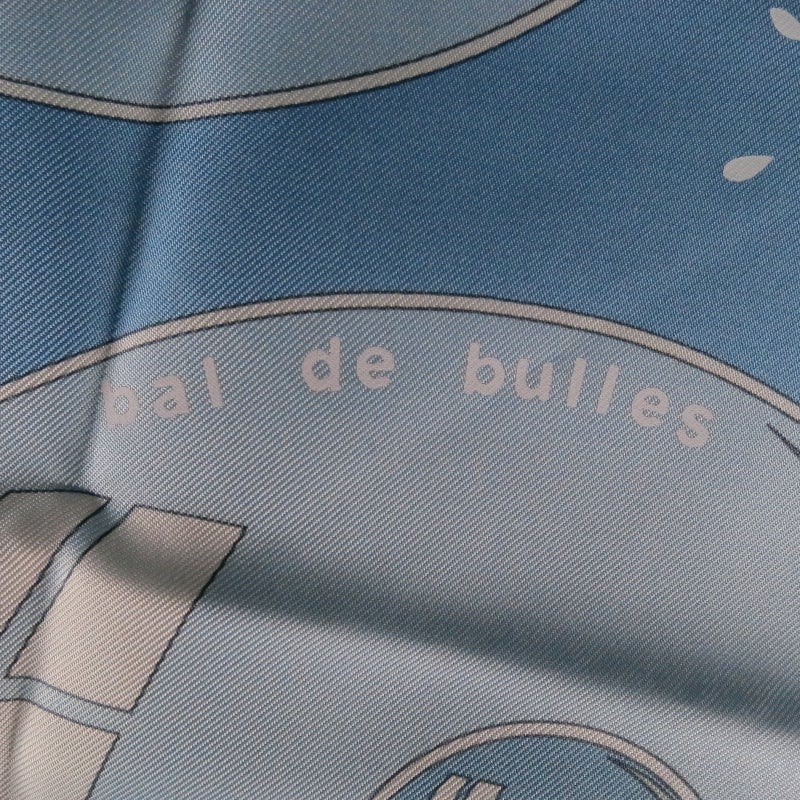 HERMES -Bal De Bulles- Light Blue Bubble Print Silk Scarf 3