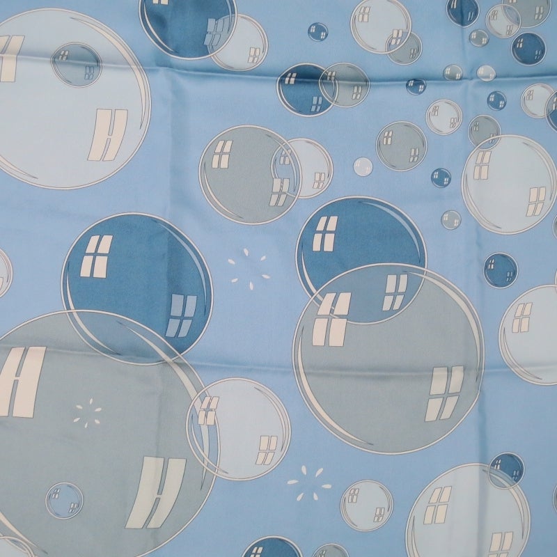 Women's HERMES -Bal De Bulles- Light Blue Bubble Print Silk Scarf