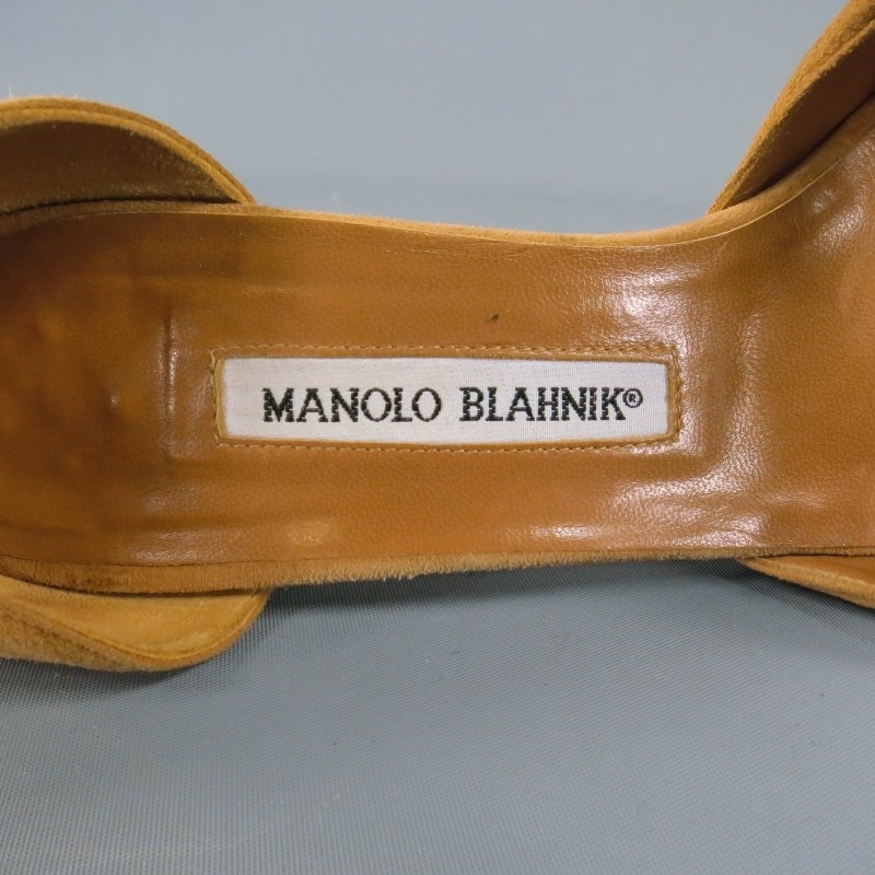 MANOLO BLAHNIK Size 8 Tan Suede D'Orsay Pumps 2