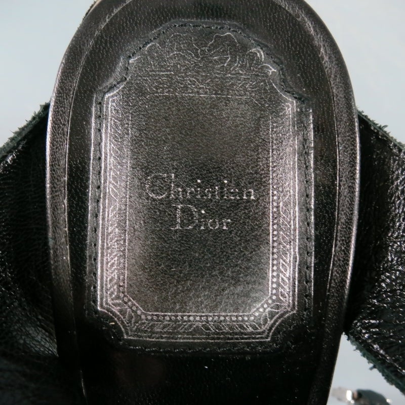 CHRISTIAN DIOR Size 7 Black Leather Platform Gladiator Sandals 3