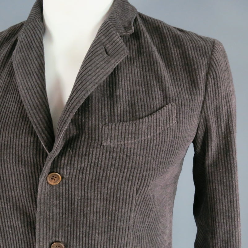 Black 45rpm Men's Deep Taupe Corduroy Notch Lapel Sport Coat Jacket