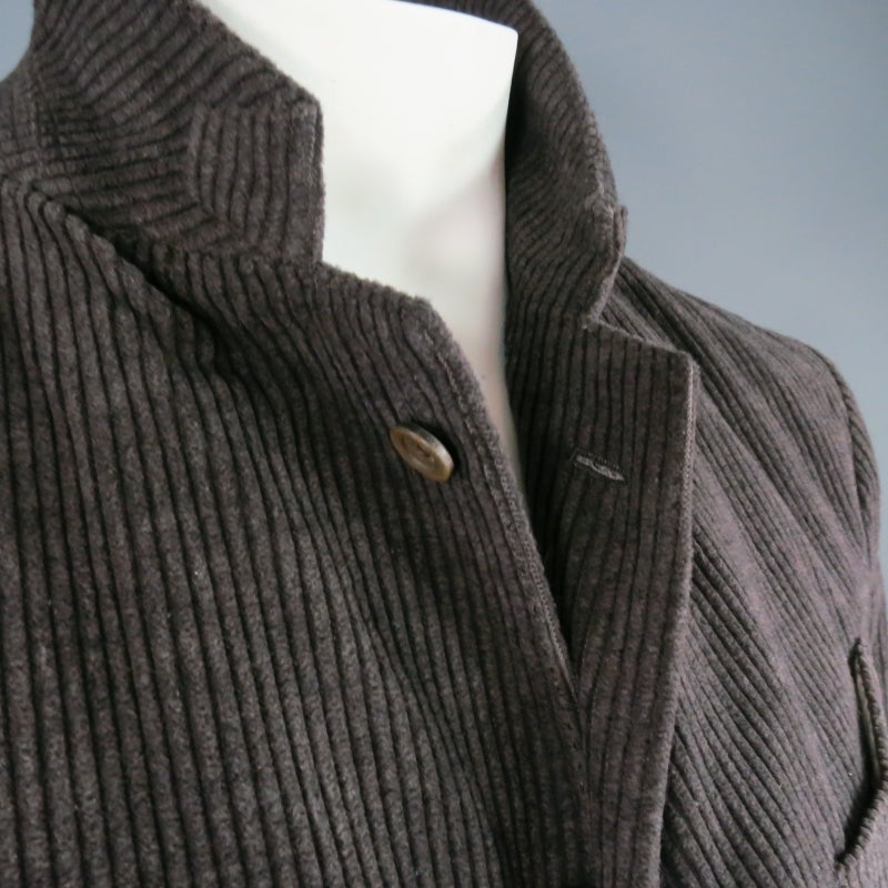 45rpm Men's Deep Taupe Corduroy Notch Lapel Sport Coat Jacket In New Condition In San Francisco, CA