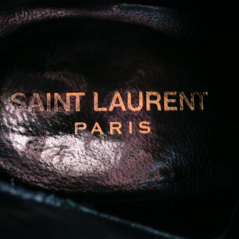 SAINT LAURENT 7 Anthracite Metallic Embossed Leather WYATT Boots 2014 4