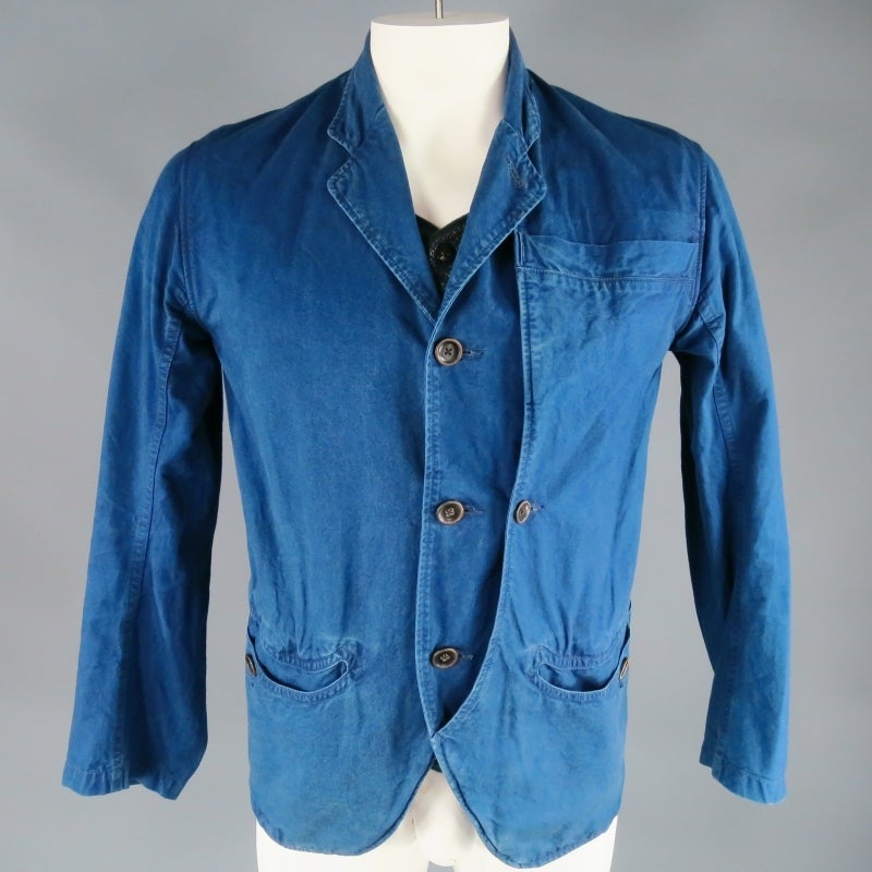 KAPITAL Men's 40 Indigo Textured Cotton Work Jacket with Built in Vest at 1stDibs