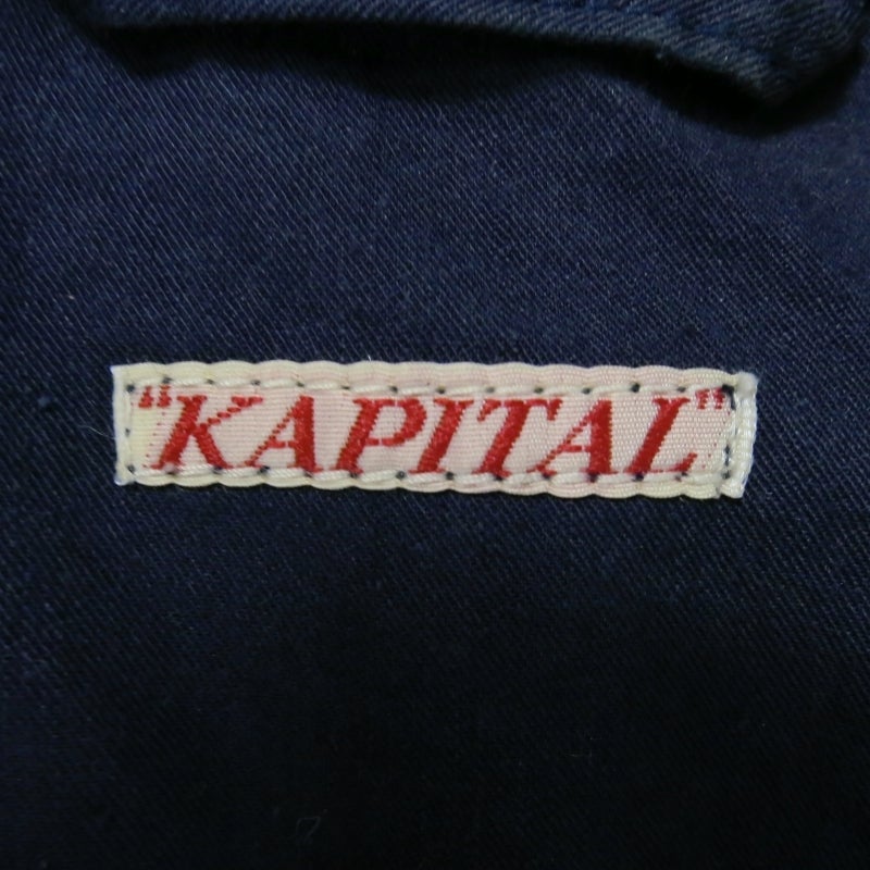 KAPITAL 40 Indigo Cotton Canvas Double Breasted Peacoat Jacket In Excellent Condition In San Francisco, CA