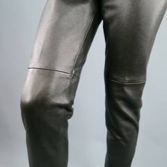Vintage CHANEL Size 0 Black Pebled Leather High Rise Pants 1997