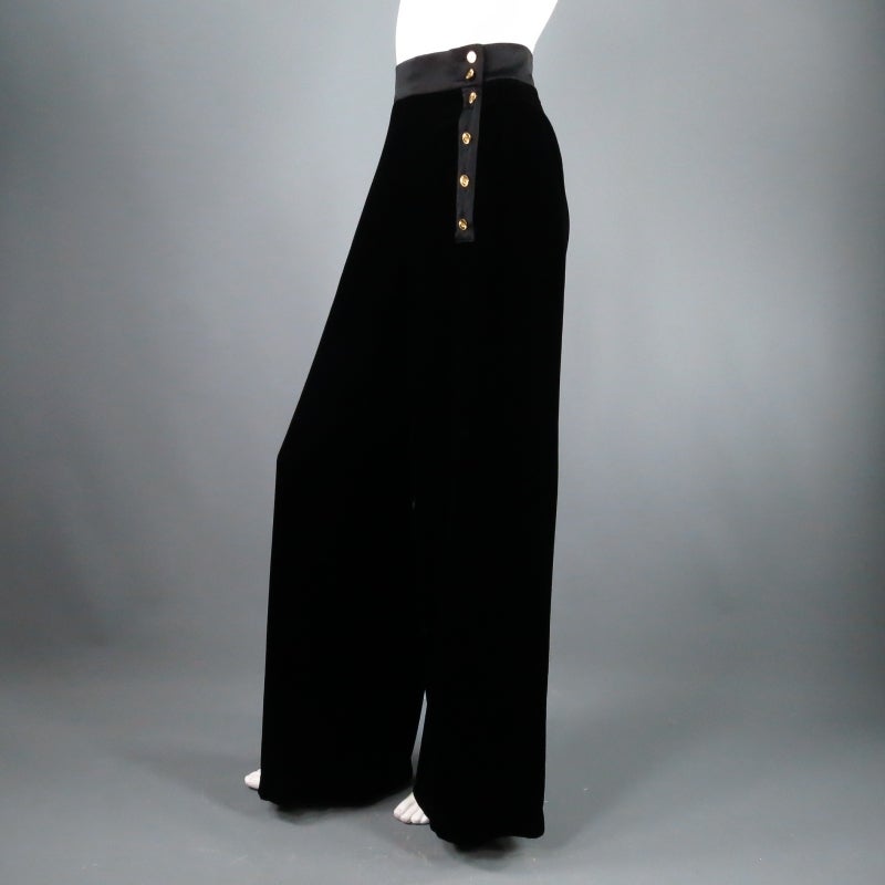 90s Chanel Vintage black silk palazzo pants at 1stDibs