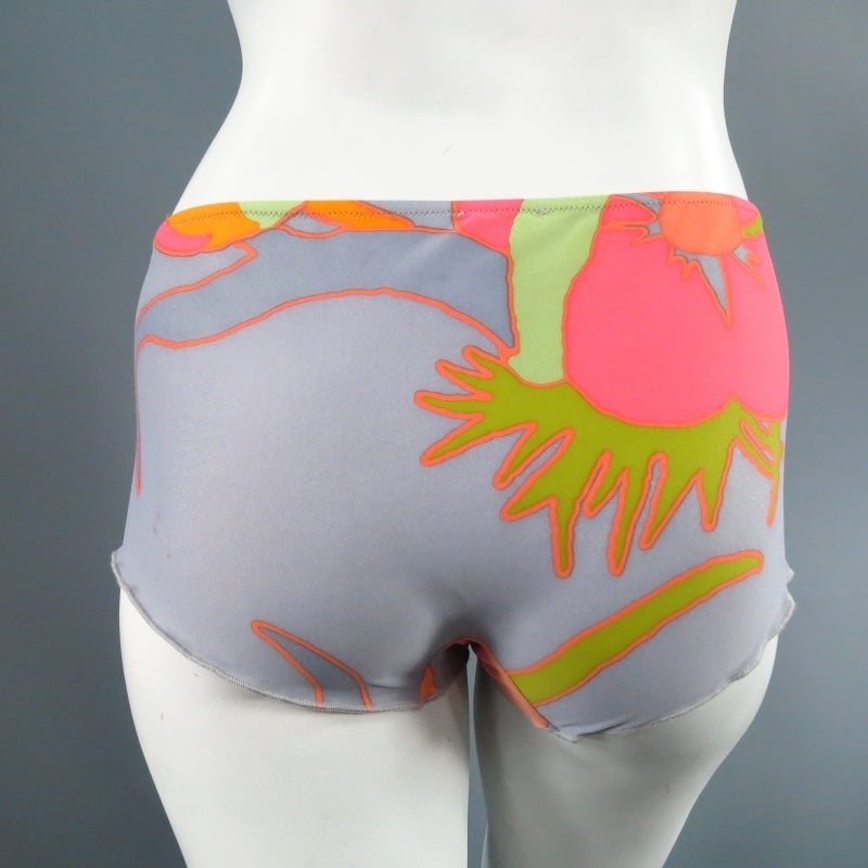 CHANEL Size 6 Vibrant Multi-Color Floral Lycra Two Piece Swimsuit 2003 2
