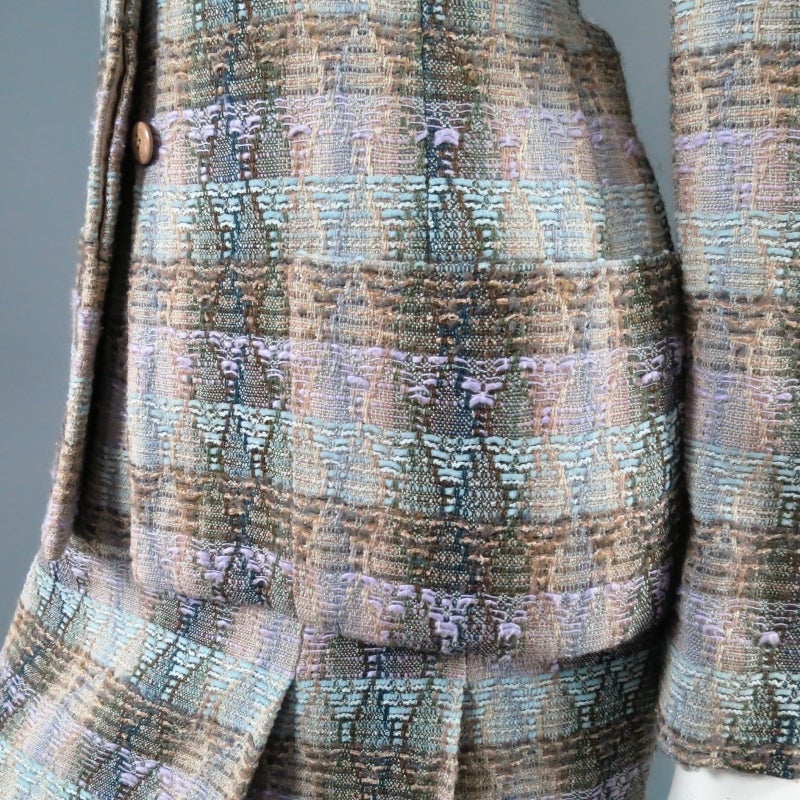 Women's CHANEL Size 6 Multi-Color Wool Blend Boucle Textured Tweed Skirt Set 1998