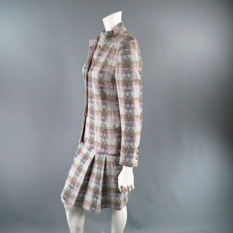 CHANEL Size 6 Multi-Color Wool Blend Boucle Textured Tweed Skirt Set 1998 4