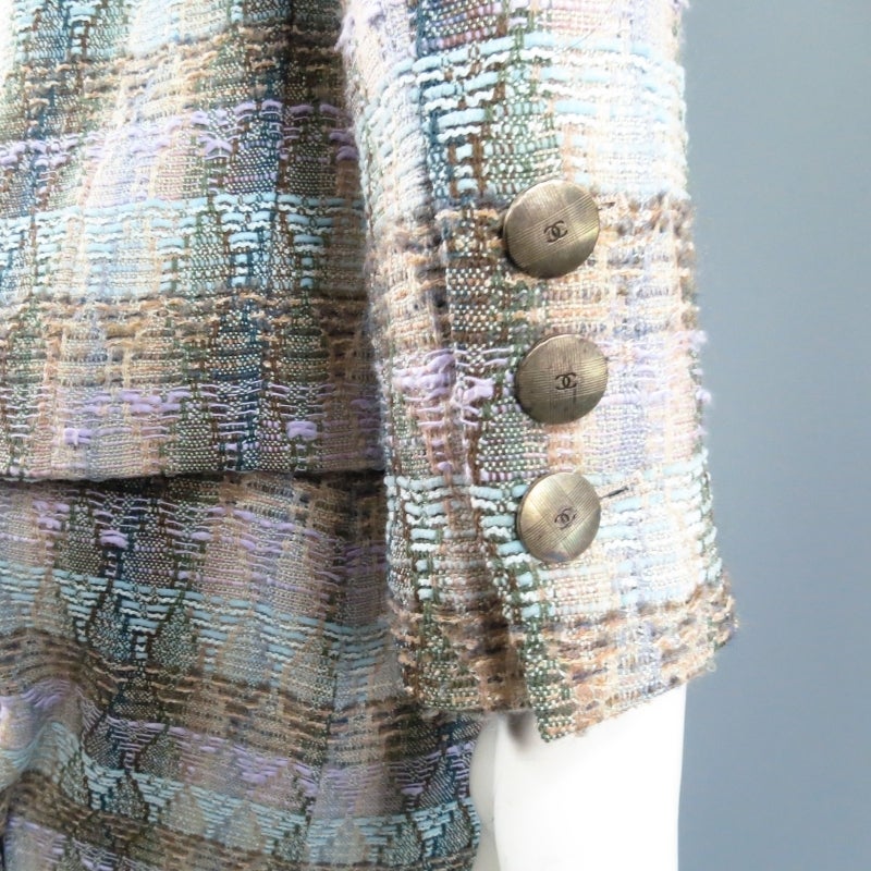 CHANEL Size 6 Multi-Color Wool Blend Boucle Textured Tweed Skirt Set 1998 2