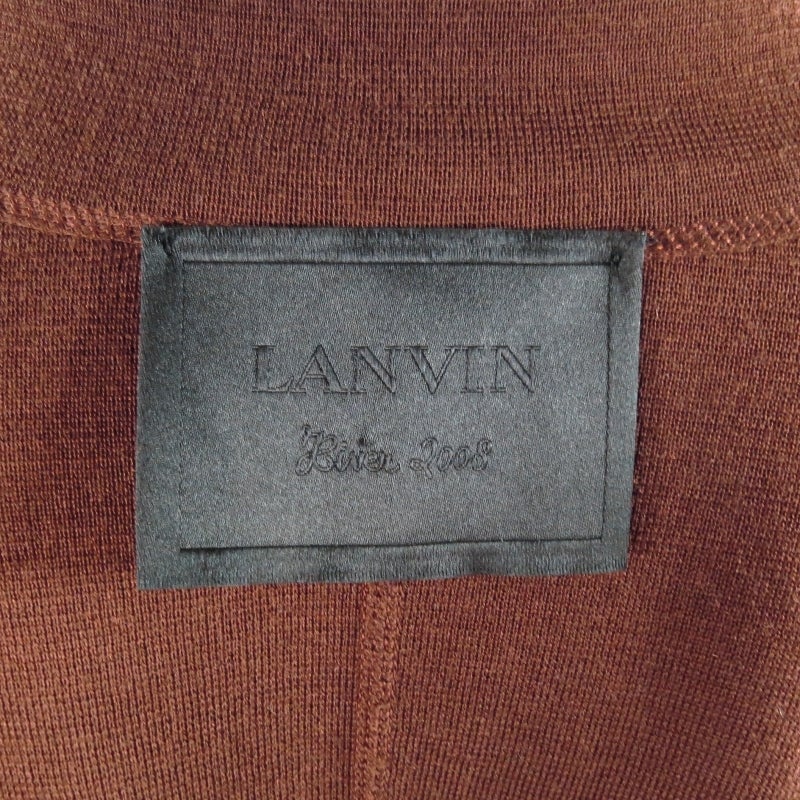 LANVIN Size S Brown Wool Notch Lapel Pocket Cardigan Skirt Set 3