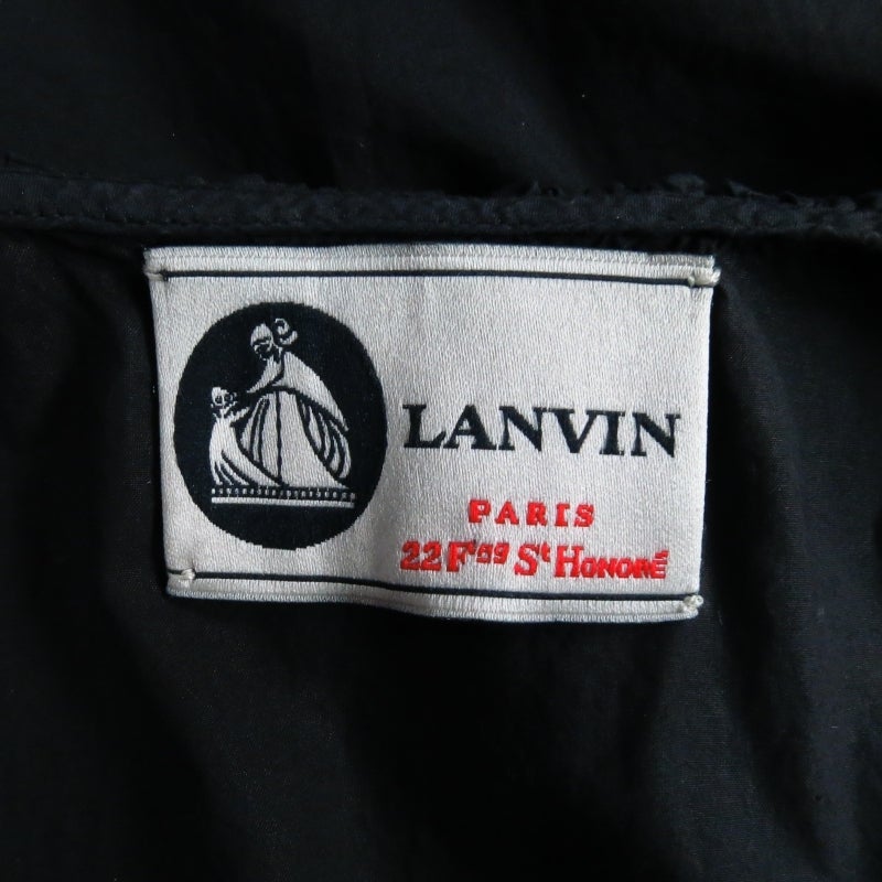 Lanvin Black Cotton Sleeveless Ruffle Collar Zip Dress 6