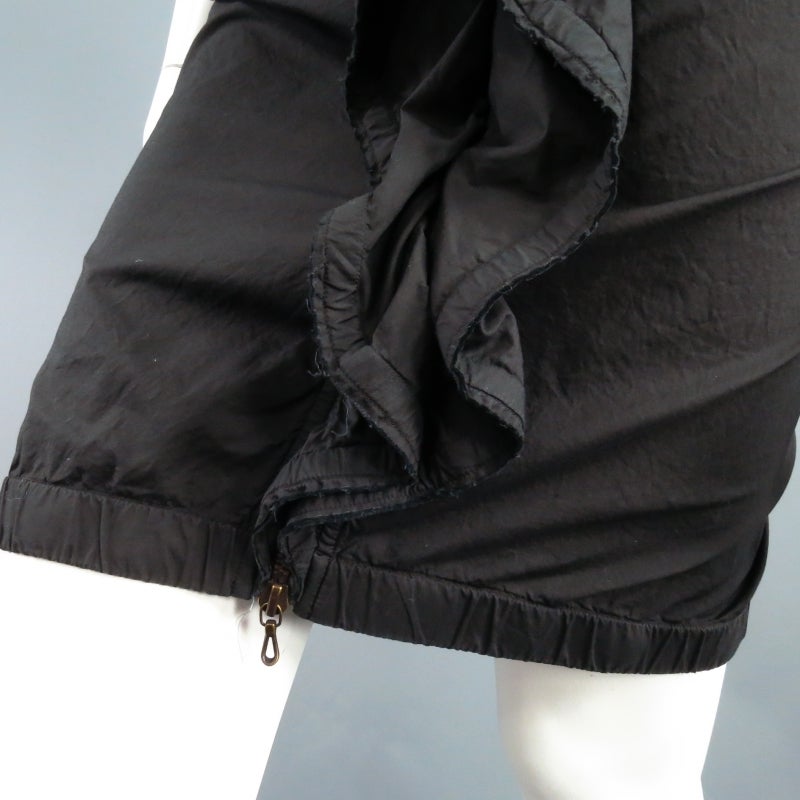 Lanvin Black Cotton Sleeveless Ruffle Collar Zip Dress 3