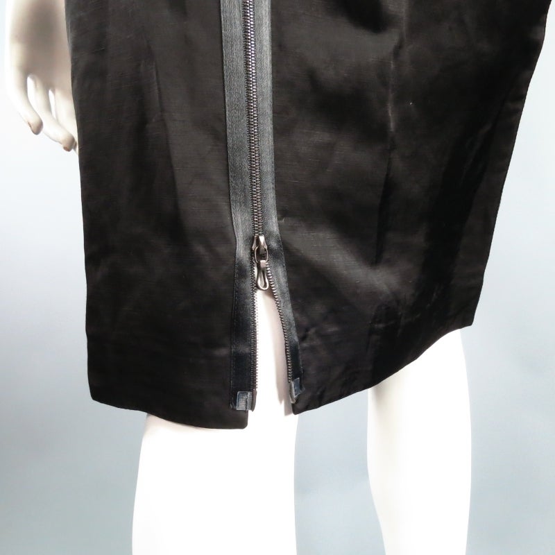 LANVIN Size 6 Black & Teal V Geometric Neckline Cocktail Dress 2006 4