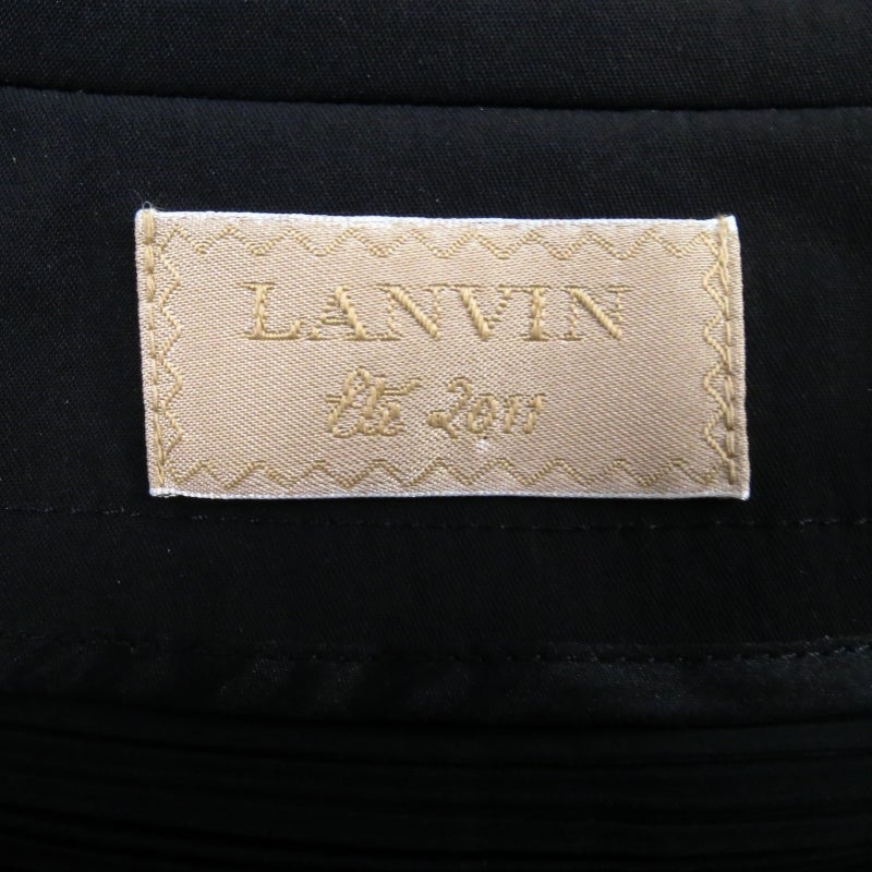 LANVIN Size 8 Black Pleated Satin Short Sleeve Zip Dress 4