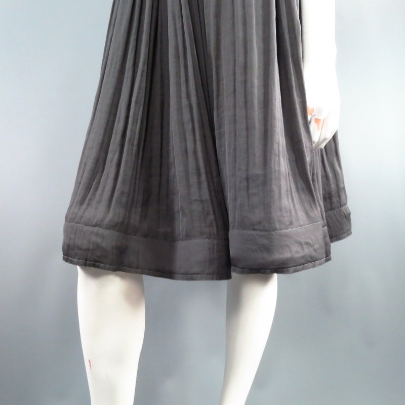 LANVIN Size 6 Gray Sleeveless Pleated Bell Dress 1