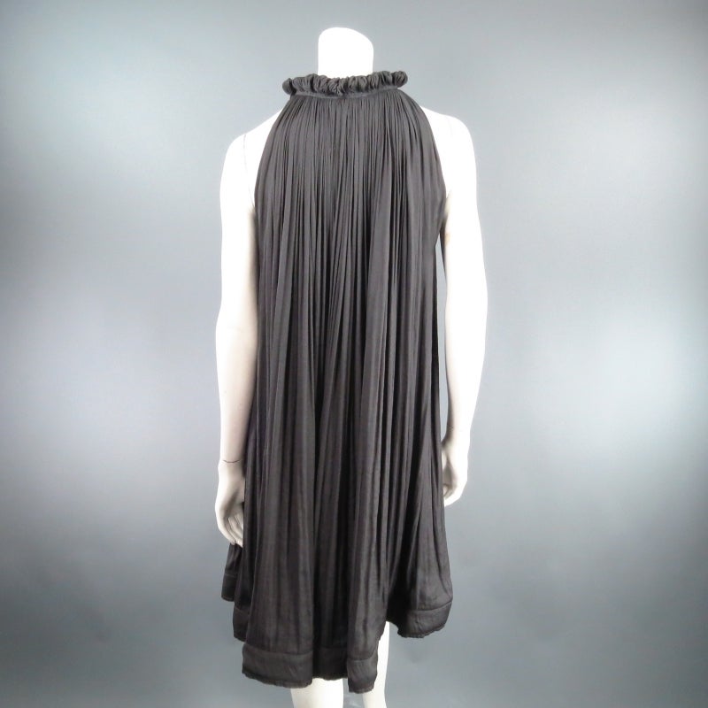 LANVIN Size 6 Gray Sleeveless Pleated Bell Dress 2