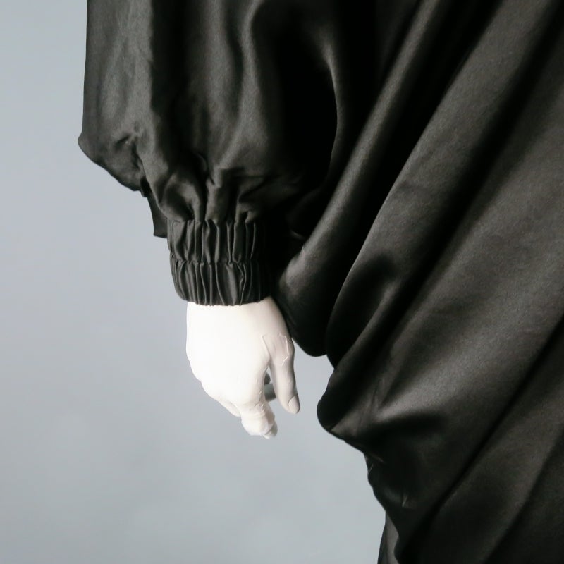 LANVIN 6 Black Silk Draped One Shoulder Dolman Sleeve Full Length Dress 2007 1