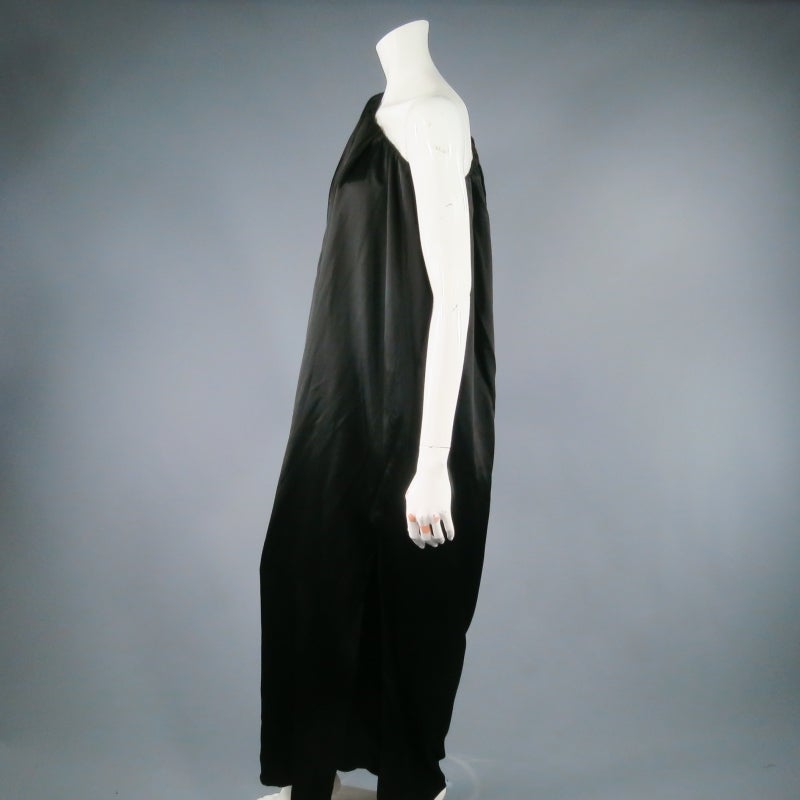 LANVIN 6 Black Silk Draped One Shoulder Dolman Sleeve Full Length Dress 2007 3