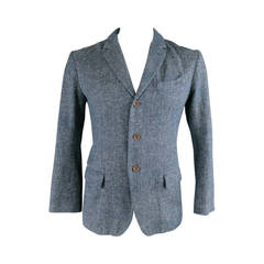 45rpm Men's 40 Dark Indigo Grey Heathered Cotton Soft Shoulder Sport Coat Jacket