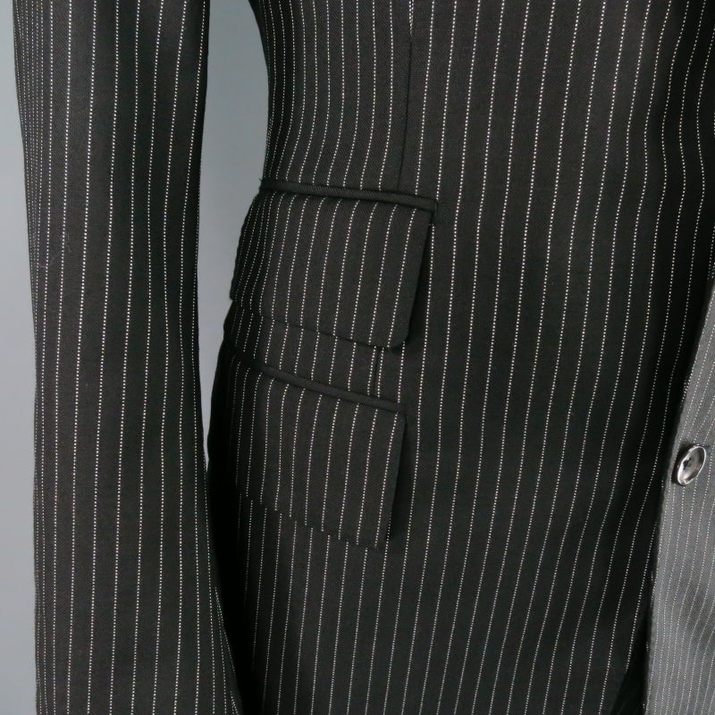 black and white pinstripe suit
