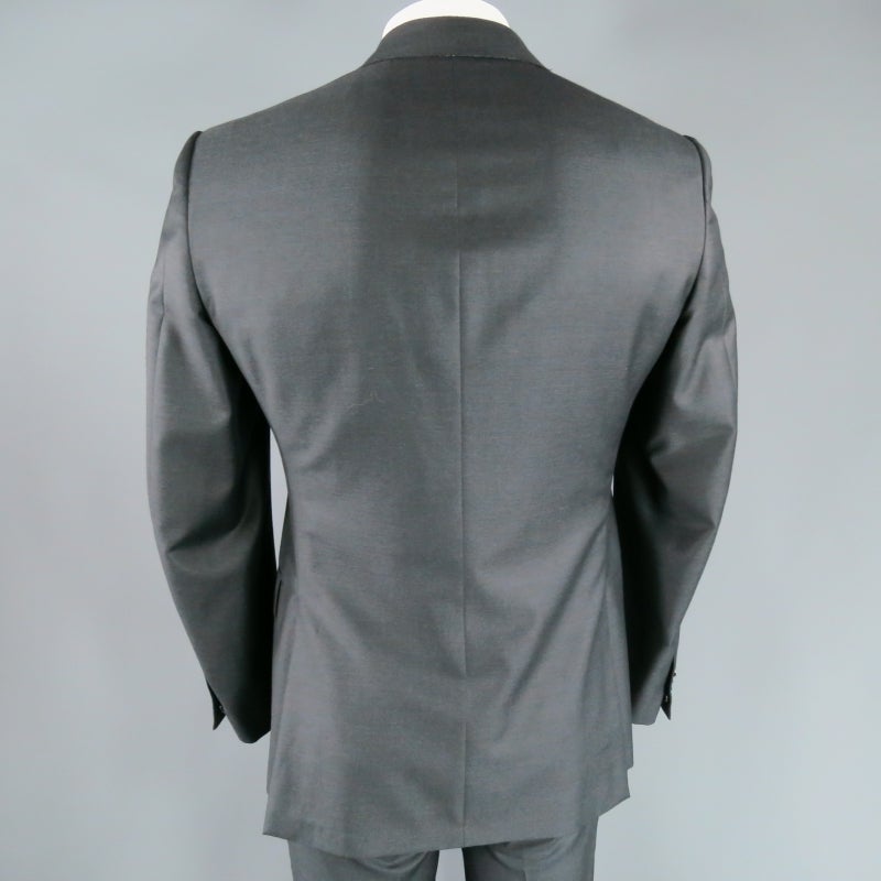 ERMENEGILDO ZEGNA 40 Charcoal Wool Double Breasted Peak Lapel 3 Pocket Suit 3