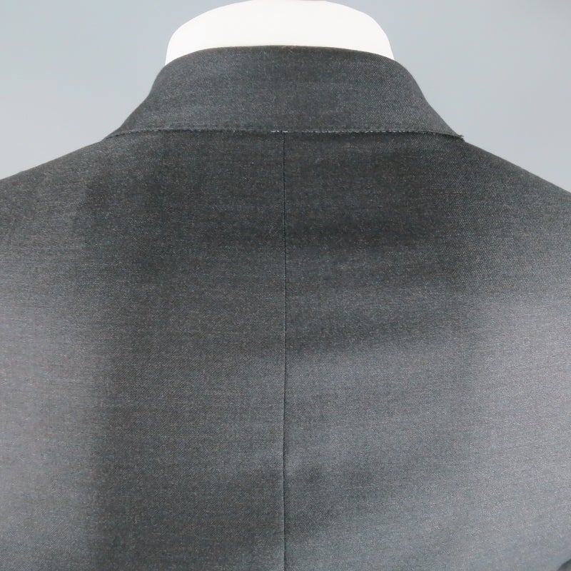 ERMENEGILDO ZEGNA 40 Charcoal Wool Double Breasted Peak Lapel 3 Pocket Suit 4