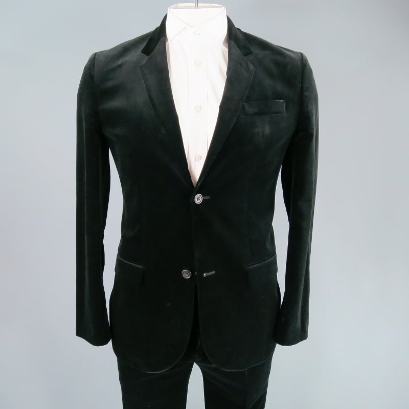 MARC JACOBS 38 Short Black Cotton Velvet 2 Button Suit