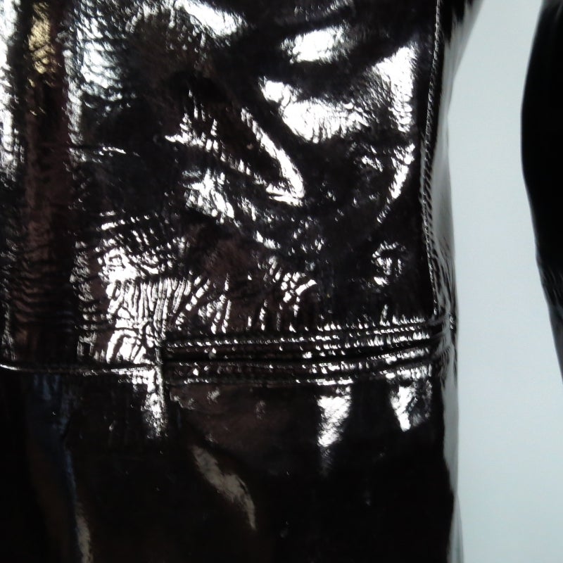 GUCCI by TOM FORD 38 Black Patent Leather Notch Lapel Zip Jacket