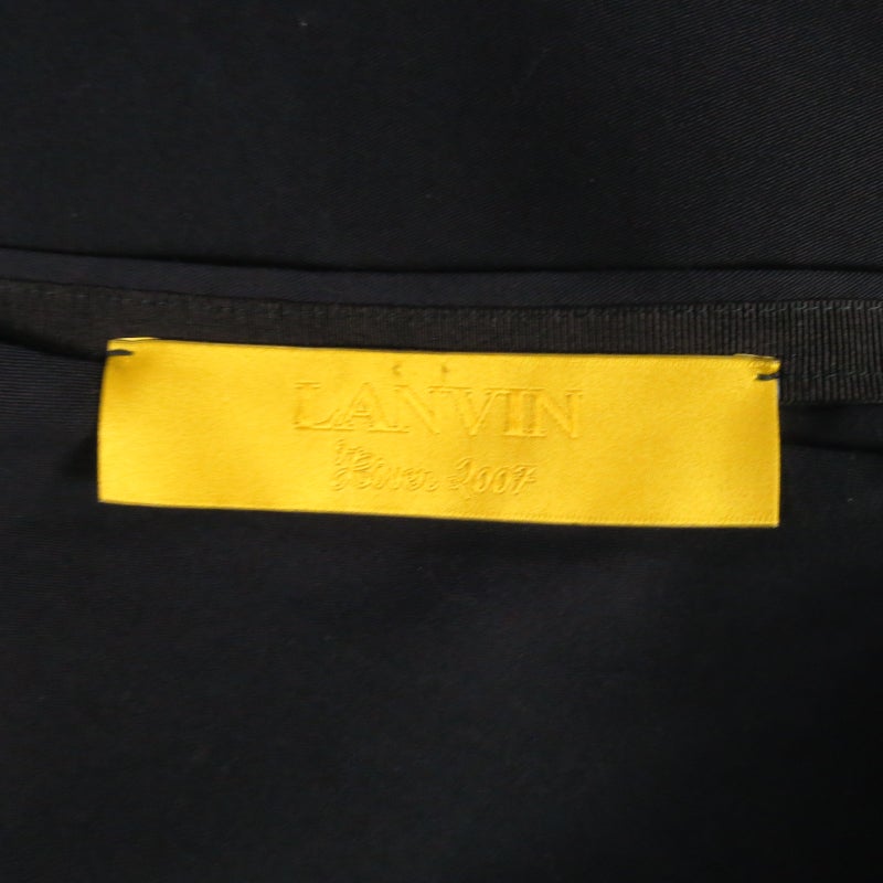 LANVIN Size 8 Black Wool Draped Pencil Skirt 2007 2