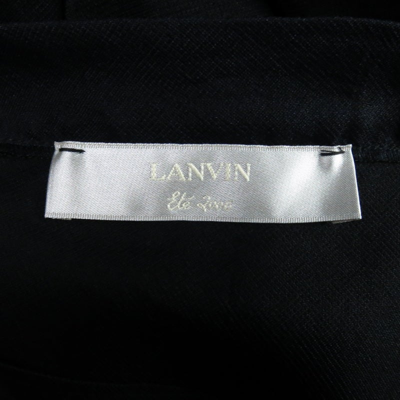 LANVIN Size 6 Black Silk Ruffle Hem Pencil Skirt 2006 3