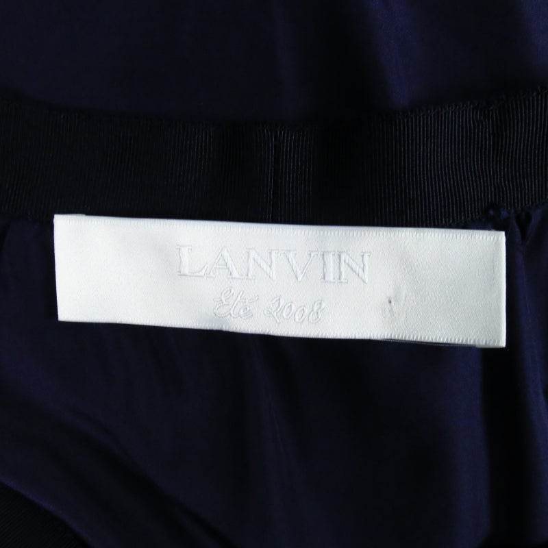 Lanvin Navy Silk Ribbon Waist Raw Hemmed Skirt, 2008 2