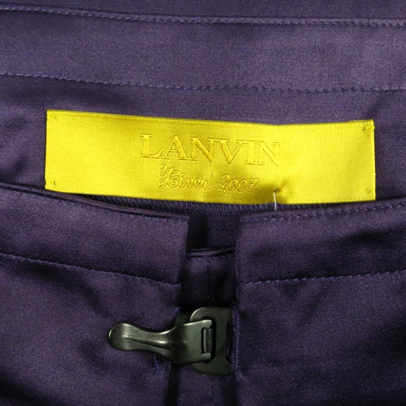 Women's LANVIN Size 6 Eggplant Silk Wrap Pleat Clasp Skirt 2007