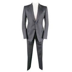 TOM FORD 44 Regular Dark Gray Plaid Wool / Mohair Peak Lapel Suit