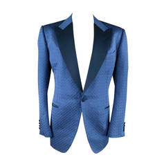Used TOM FORD 44 R Navy Blue Woven Textured Print Sport Coat Dinner Tuxedo Jacket