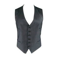 TOM FORD 46 Charcoal Wool Slit Pocket Vest