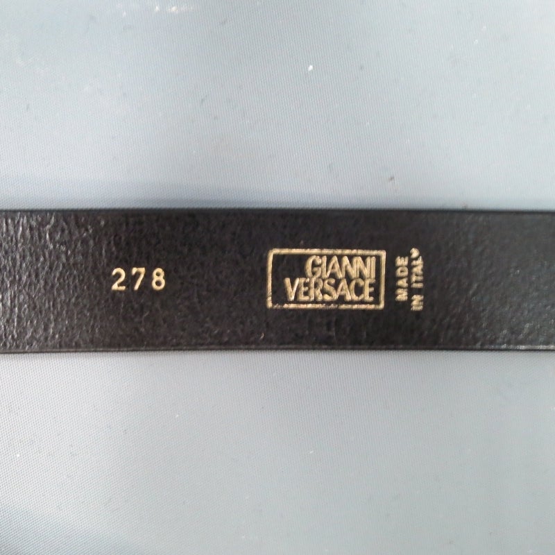 GIANNI VERSACE Black Leather Gold / Silver Tone Medusa Hardware Suspenders 3