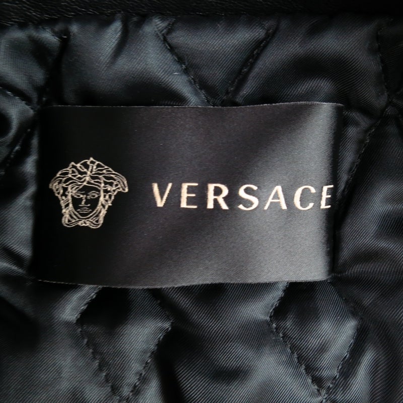 VERSACE 42 Black Leather Motorcylce Jacket with Gold Medusa Hardware at 1stDibs versace medusa