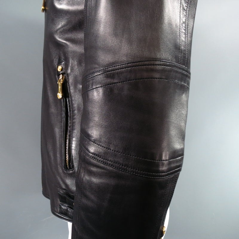 VERSACE 42 Black Leather Motorcylce Jacket with Gold Medusa Hardware at 1stDibs versace medusa