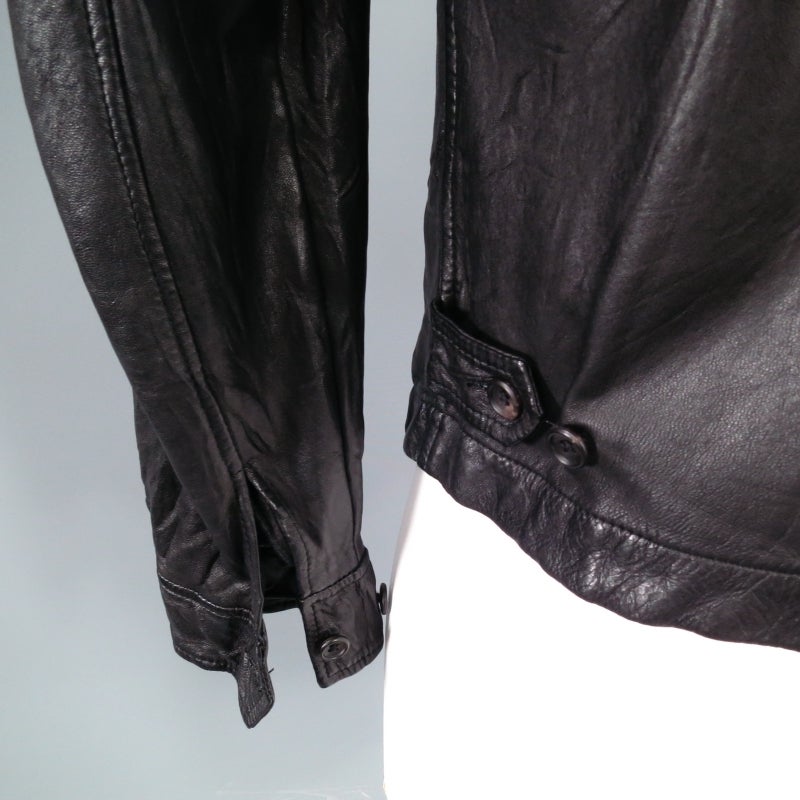 COMME des GARCONS 42 Black Wrinkled Leather Zipper Back Jacket 3