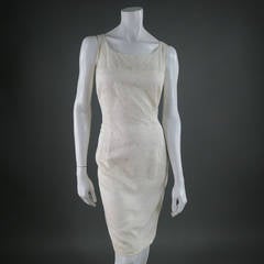 RICHARD TYLER Size 4 Cream Wool / Silk Sheer Lace Cocktail Dress & Coat