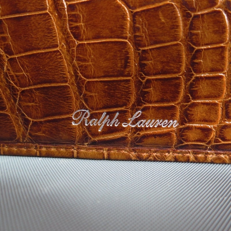 Women's RALPH LAUREN Purple Label Brown Alligator Leather Bifold Wallet