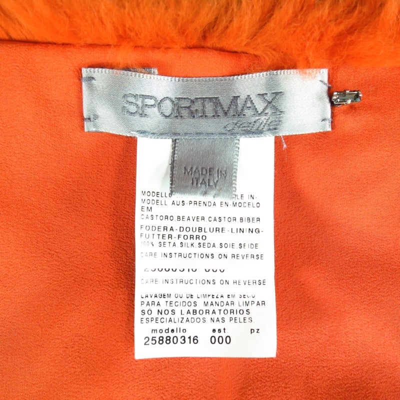 SPORTMAX Orange Beaver Fur Snap Collar 2