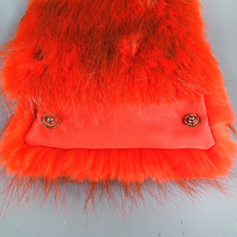 SPORTMAX Orange Beaver Fur Snap Collar In Excellent Condition In San Francisco, CA