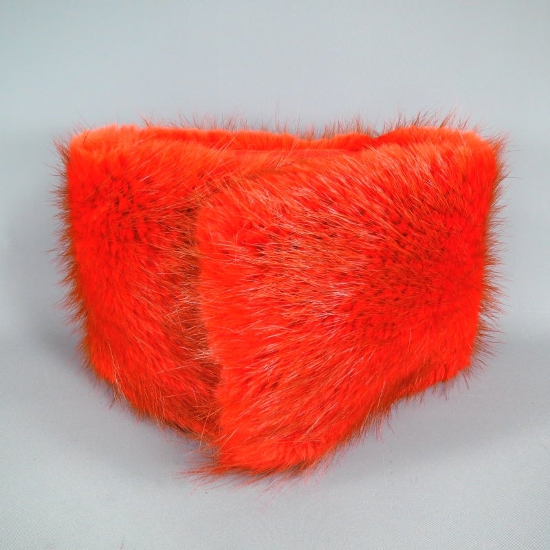 Red SPORTMAX Orange Beaver Fur Snap Collar