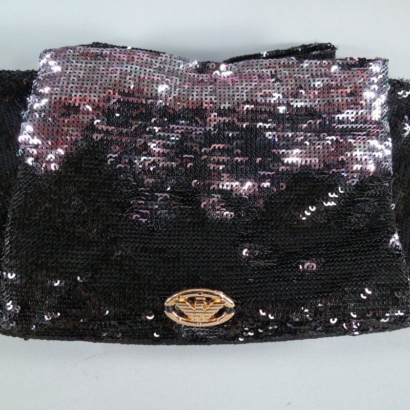 Women's EMPORIO ARMANI Black Two Tone Sequin Wristlet Handbag