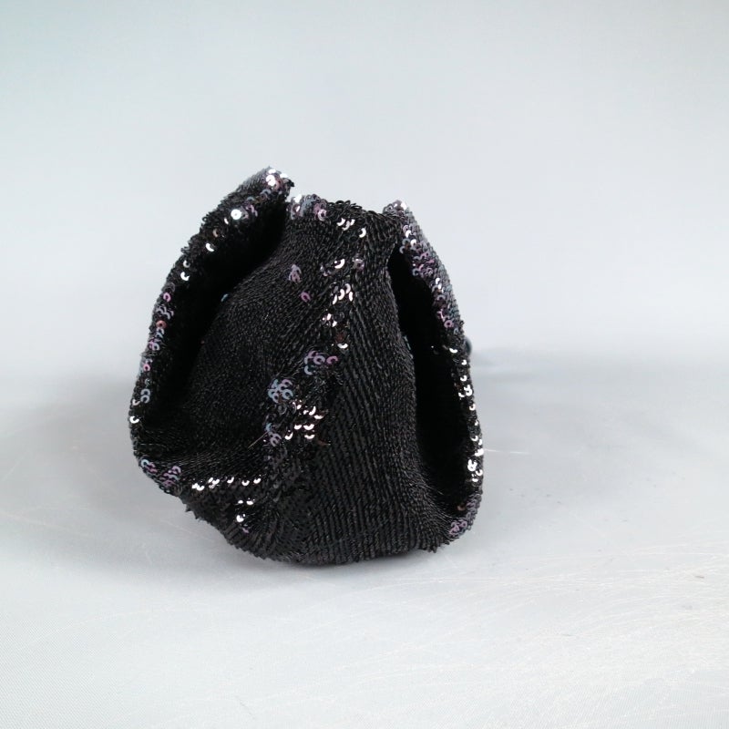 EMPORIO ARMANI Black Two Tone Sequin Wristlet Handbag 3