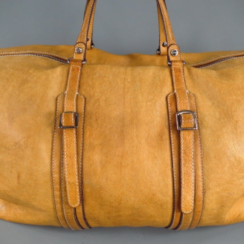 Women's or Men's BALENCIAGA Beige Camel Patina Leather Duffle Bag